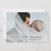 シンプル愛と感謝していの結婚写真 サンキューカード (正面)