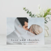 シンプル愛と感謝していの結婚写真 サンキューカード (スタンド正面)