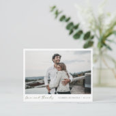 シンプル愛と感謝していの結婚写真 ポストカード (スタンド正面)