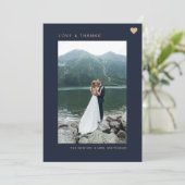 シンプル愛と感謝していハート写真海軍 サンキューカード (スタンド正面)