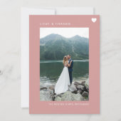 シンプル愛と感謝していハート写真赤面ピンク サンキューカード (正面)