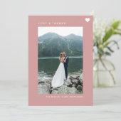 シンプル愛と感謝していハート写真赤面ピンク サンキューカード (スタンド正面)