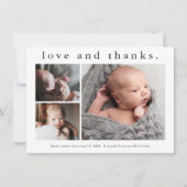 シンプル愛と感謝していベビー発表ありがとう 案内状 (正面)