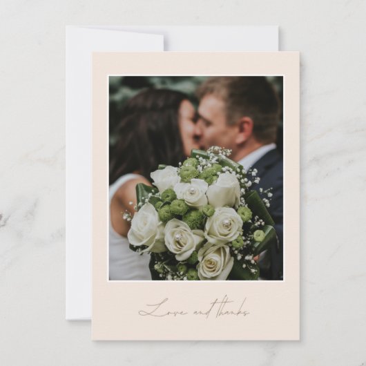シンプル愛の感謝してい写真に結婚感謝 サンキューカード (正面)