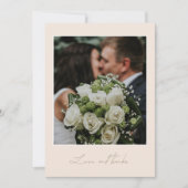 シンプル愛の感謝してい写真に結婚感謝 サンキューカード (正面)