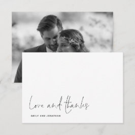 シンプル愛の感謝していScript Photo's 結婚 Thank You ノートカード