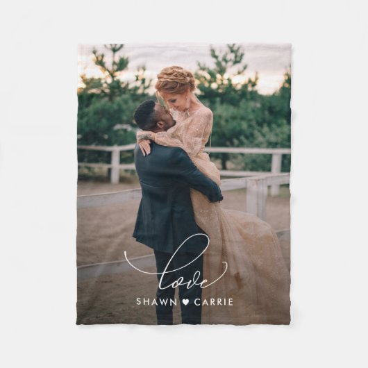 シンプル愛の編集可能カラーブランケパーソナライズされたット フリースブランケット (正面)
