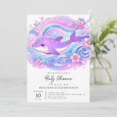 シンプル愛らしいドルフィンベビーシャワー 招待状 (スタンド正面)
