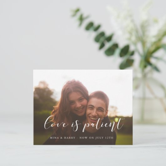 シンプル愛エレガントと愛は患者の結婚更新 ポストカード (スタンド正面)