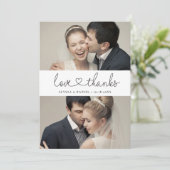 シンプル愛エレガントと感謝していハートスクリプトの写真 サンキューカード (スタンド正面)
