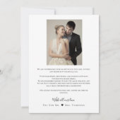 シンプル愛エレガントと感謝していハートスクリプトの写真 サンキューカード (裏面)