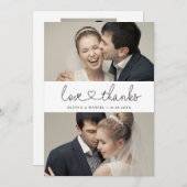 シンプル愛エレガントと感謝していハートスクリプトの写真 サンキューカード (正面/裏面)