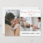 シンプル愛エレガントバレンタイン家族3写真 シーズンカード (正面)