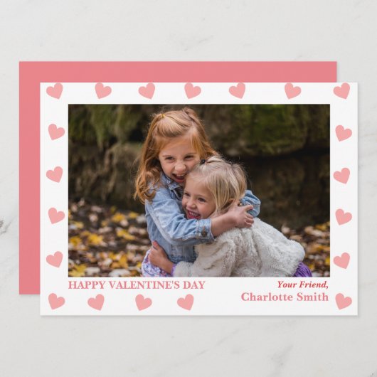 シンプル愛エレガント写真教室バレンタイン シーズンカード (正面/裏面)