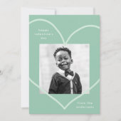 シンプル愛ミントグリーンハート写真バレンタインデー シーズンカード (正面)
