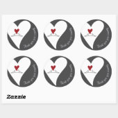 シンプル愛モダン鳥と赤いハートありがとう ラウンドシール (シート)