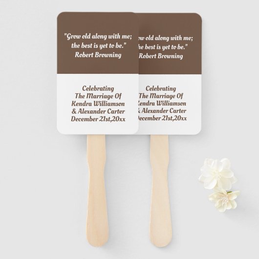 シンプル愛感動的引用文結婚の結婚 ハンドファン (正面&裏面)