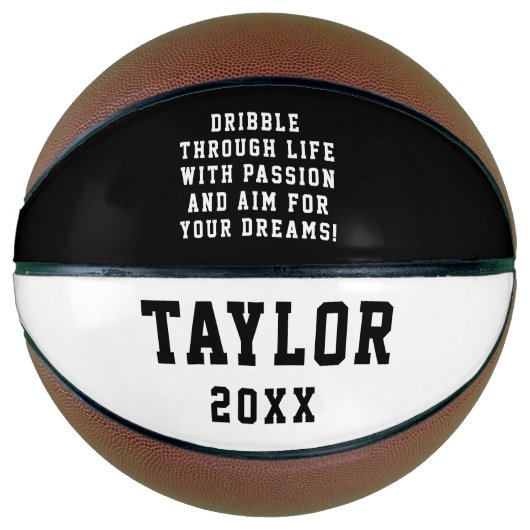 シンプル感動的白黒MVPコーチ名 バスケットボール (正面)