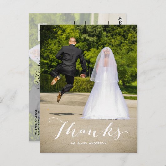 シンプル感謝してい写真結婚の感謝はがき ポストカード (正面/裏面)