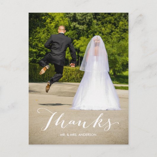 シンプル感謝してい写真結婚の感謝はがき ポストカード (正面)