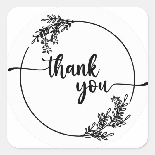 シンプル感謝ステッカーラベル スクエアシール (正面)
