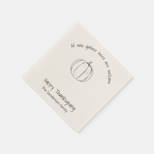 シンプル感謝祭かぼちゃが集まる スタンダードカクテルナプキン (角)