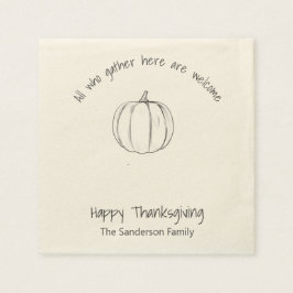 シンプル感謝祭かぼちゃが集まる スタンダードカクテルナプキン