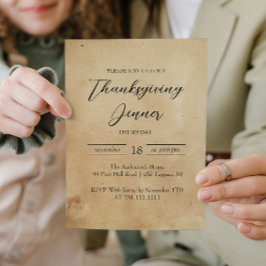 シンプル感謝祭エレガント素朴ディナー 招待状
