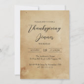 シンプル感謝祭エレガント素朴ディナー 招待状 (正面)