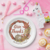 シンプル感謝祭ディナーウォーターカラーパンプキン秋 ペーパープレート (パーティー)