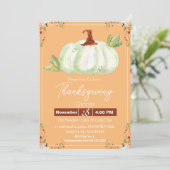シンプル感謝祭ディナーウォーターカラーフラワー秋 招待状 (スタンド正面)