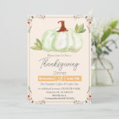 シンプル感謝祭ディナーウォーターカラーフラワー秋 招待状 (スタンド正面)