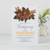 シンプル感謝祭ディナーウォーターカラーフラワー秋 招待状 (スタンド正面)