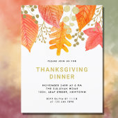 シンプル感謝祭ディナー インビテーションポストカード