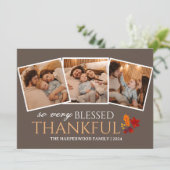 シンプル感謝祭モダン家族の写真コラージュ シーズンカード (スタンド正面)