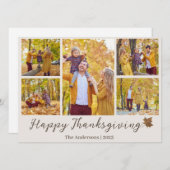 シンプル感謝祭モダン家族の写真コラージュ シーズンカード (正面/裏面)