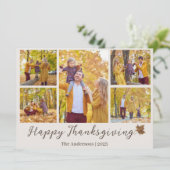 シンプル感謝祭モダン家族の写真コラージュ シーズンカード (スタンド正面)
