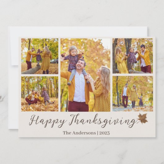 シンプル感謝祭モダン家族の写真コラージュ シーズンカード (正面)