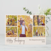 シンプル感謝祭モダン家族の写真コラージュ シーズンカード (スタンド正面)
