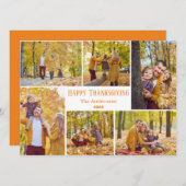 シンプル感謝祭モダン家族の写真コラージュ シーズンカード (正面/裏面)