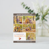 シンプル感謝祭モダン家族の写真コラージュ シーズンポストカード (スタンド正面)