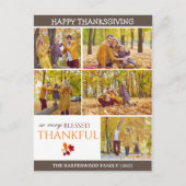 シンプル感謝祭モダン家族の写真コラージュ シーズンポストカード (正面)