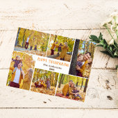 シンプル感謝祭モダン家族の写真コラージュ シーズンポストカード