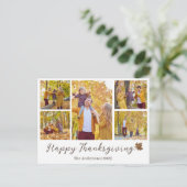 シンプル感謝祭モダン家族の写真コラージュ シーズンポストカード (スタンド正面)