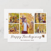 シンプル感謝祭モダン家族の写真コラージュ シーズンポストカード (正面/裏面)