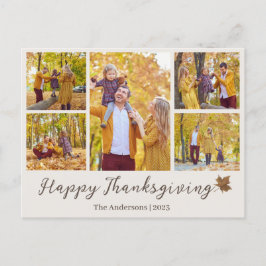 シンプル感謝祭モダン家族の写真コラージュ シーズンポストカード