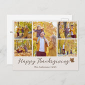 シンプル感謝祭モダン家族の写真コラージュ シーズンポストカード (正面/裏面)