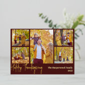 シンプル感謝祭モダン家族の写真コラージュ 箔シーズンカード (立ち正面)