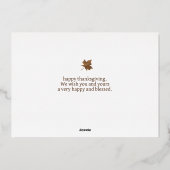 シンプル感謝祭モダン家族の写真コラージュ 箔シーズンカード (裏面)