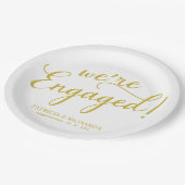 シンプル我々は婚約パーティ婚約した金ゴールド ペーパープレート (アングル)